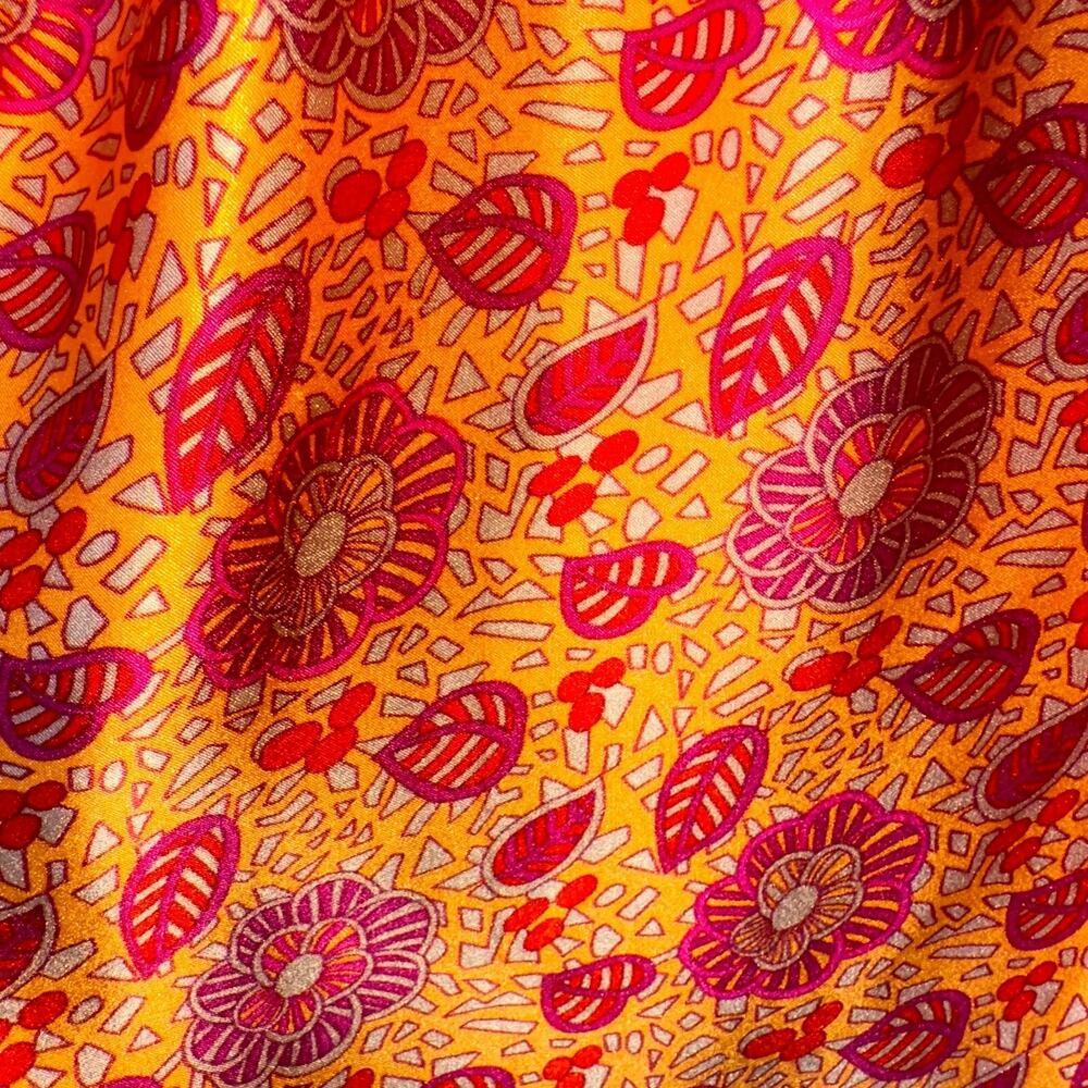 Lolita‎ Jaca St Barth Top Womens Small Silk Long Sleeve Orange/Red Elastic Waist - Picture 6 of 9
